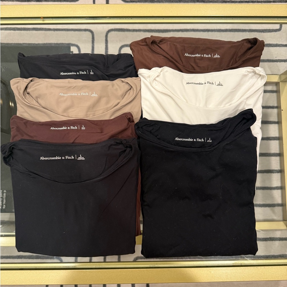 Abercrombie & Fitch Soft Matte Bundle - Black, Brown, Cream, Tan Bodysuits